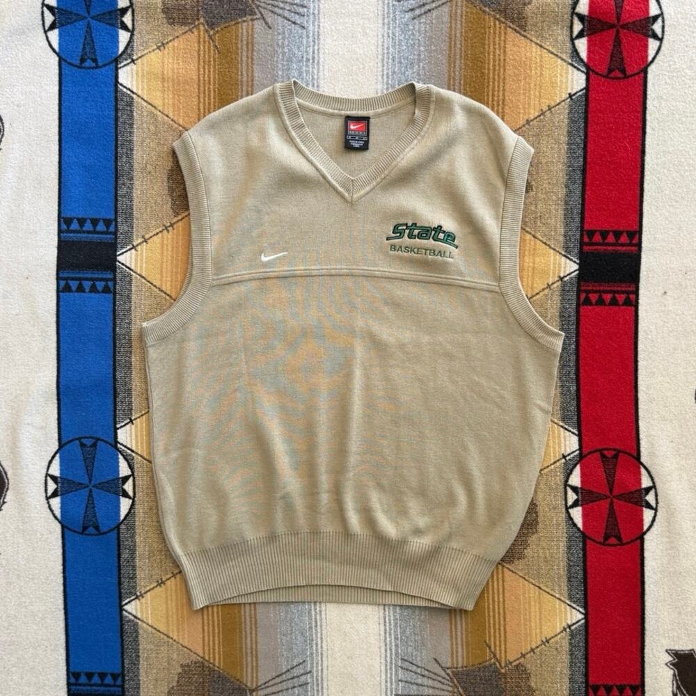 Vintage Nike Michigan State Spartans Basketball Pullover Sweater Vest Medium Y2K